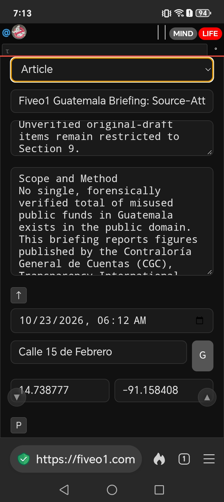 Fiveo1 Guatemala Briefing: Source-Attributed Edition @2026-10-23 07:12:03 - Calle 15 de Febrero